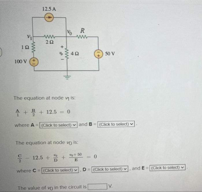 V 122 100 V Www 12 5 A Www 252 12 5 V The Equation At Node Vis B 12 5 0 Where A Click To Select And B 1