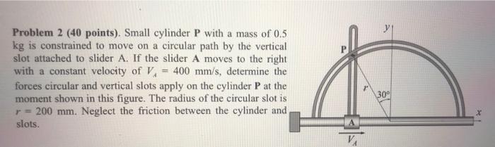 Problem 2 40 Points Small Cylinder P With A Mass Of 0 5 Kg Is Constrained To Move On A Circular Path By The Vertical 1