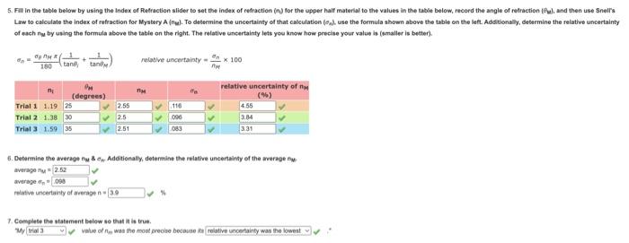 9 For The Table Below Use The Formula For Total Internal Reflection To Predict What The Critical Angle Will Be For Th 4