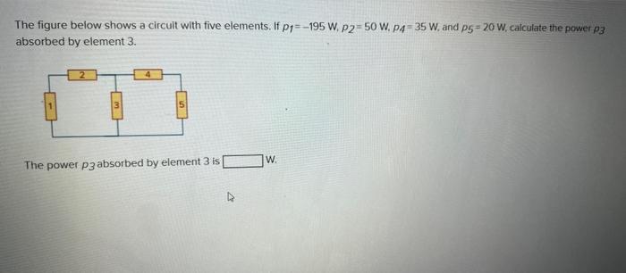 The Figure Below Shows A Circuit With Five Elements If P1 195 W P2 50 W P4 35 W And P5 20 W Calculate The Power P3 1