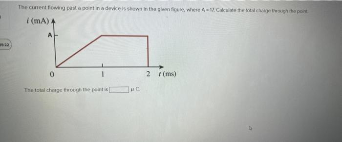 5522 The Current Flowing Past A Point In A Device Is Shown In The Given Figure Where A 17 Calculate The Total Charge T 1