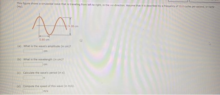 This Figure Shows A Sinusoidal Wave That Is Traveling From Left To Right In The X Direction Assume That It Is Describ 1