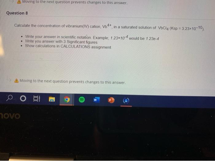 Moving To The Next Question Prevents Changes To This Answer Question 8 Calculate The Concentration Of Vibranium Iv Cat 1