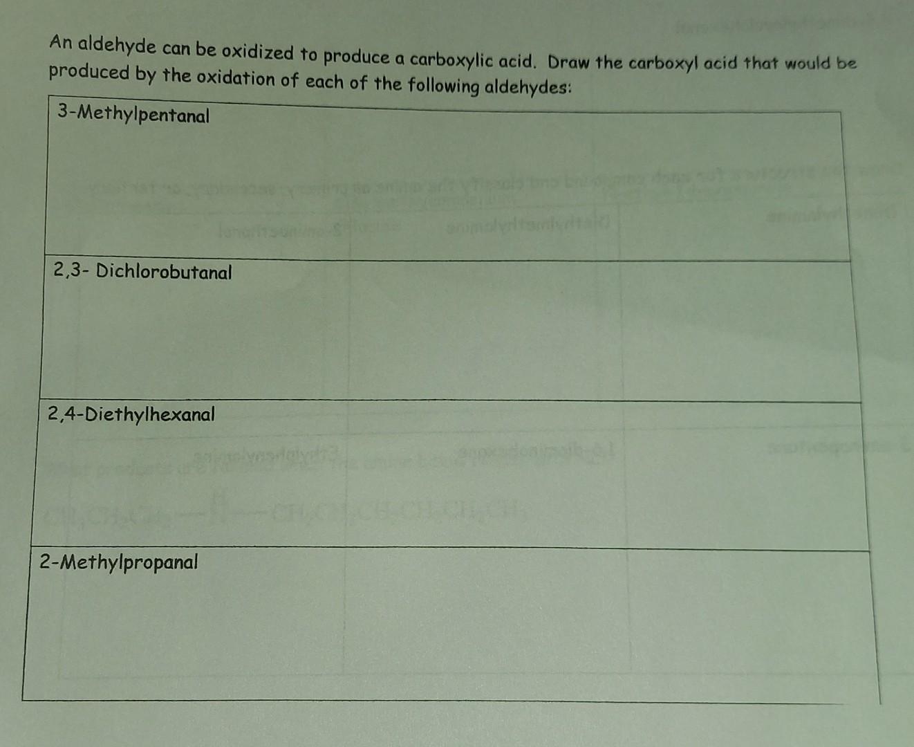 An Aldehyde Can Be Oxidized To Produce A Carboxylic Acid Draw The Carboxyl Acid That Would Be Produced By The Oxidation 1