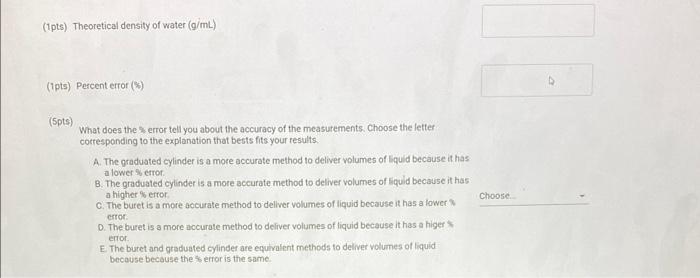 Complete The Following Table To Determine The Density Of The Unknown Liquid Using A Graduated Cylinder Report Table Gm 5