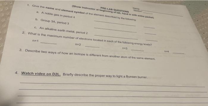 1 Give The Name And Element Symbol Of The Element Described By The Following A A Noble Gas In Period 4 B Group 3a Pe 1