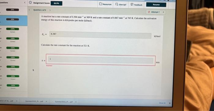 Questions Ations Ac 504 100 Come 100 100 100 O Co Assignment Score 88 9 Question Of L 6 387 Calculate The Rate 1