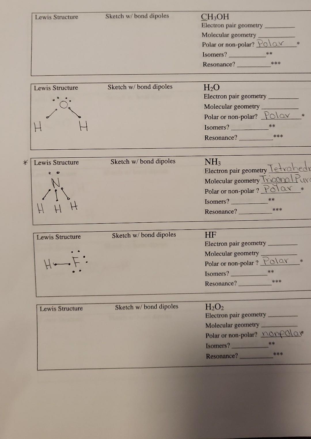 Procedure 1 Draw The Lewis Structure 2 Build The Model Of The Molecule Use Springs For The Double Triple Bonds Yo 3
