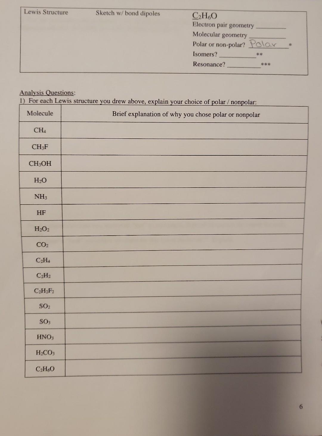Procedure 1 Draw The Lewis Structure 2 Build The Model Of The Molecule Use Springs For The Double Triple Bonds Yo 5