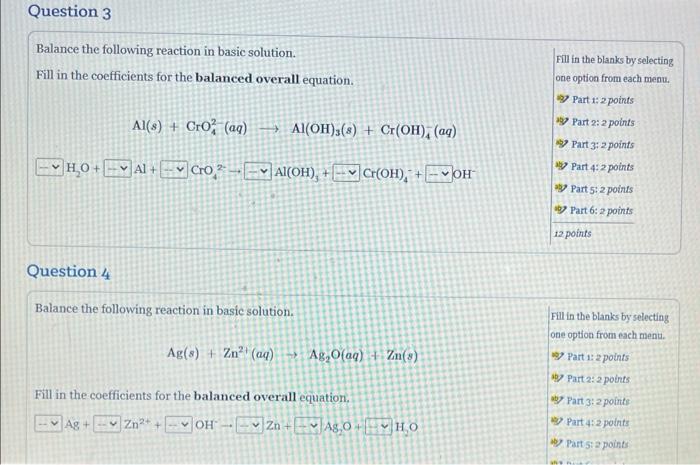 Question 1 Balance The Following Reaction In Acidic Solution Pbo Hg Hg Pb Fill In The Coefficients For The Bal 2