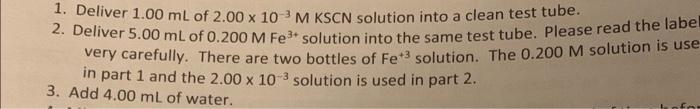 Fe Aq Scn Aq Fescn For Which The Equilibrium Constant Expression Is Keq Fescn2 Fe Scn 1 Delive 2