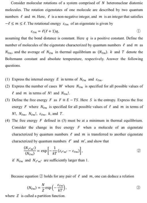 Consider Molecular Rotations Of A System Comprised Of N Heteronuclear Diatomic Molecules The Rotation Eigenstates Of On 1
