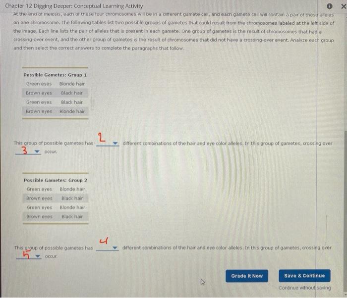 Chapter 12 Digging Deeper Conceptual Learning Activity Back To Assignment Attempts 7 Crossing Over Crossing Over Is An 2