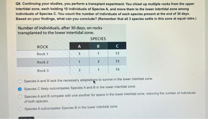 Use The Following Passage To Answer The Next 5 Questions You Are Studying The Intertidal Zone Of A Previously Unstudied 2