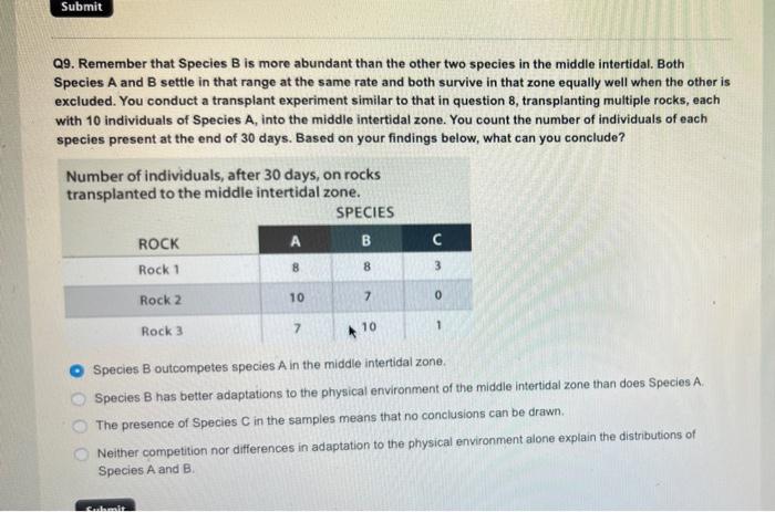 Use The Following Passage To Answer The Next 5 Questions You Are Studying The Intertidal Zone Of A Previously Unstudied 2