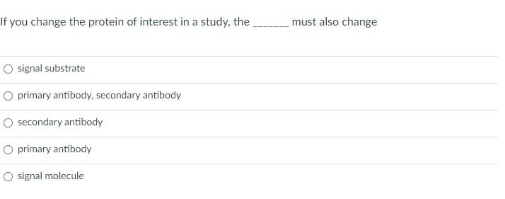If You Change The Protein Of Interest In A Study The O Signal Substrate O Primary Antibody Secondary Antibody O Second 1