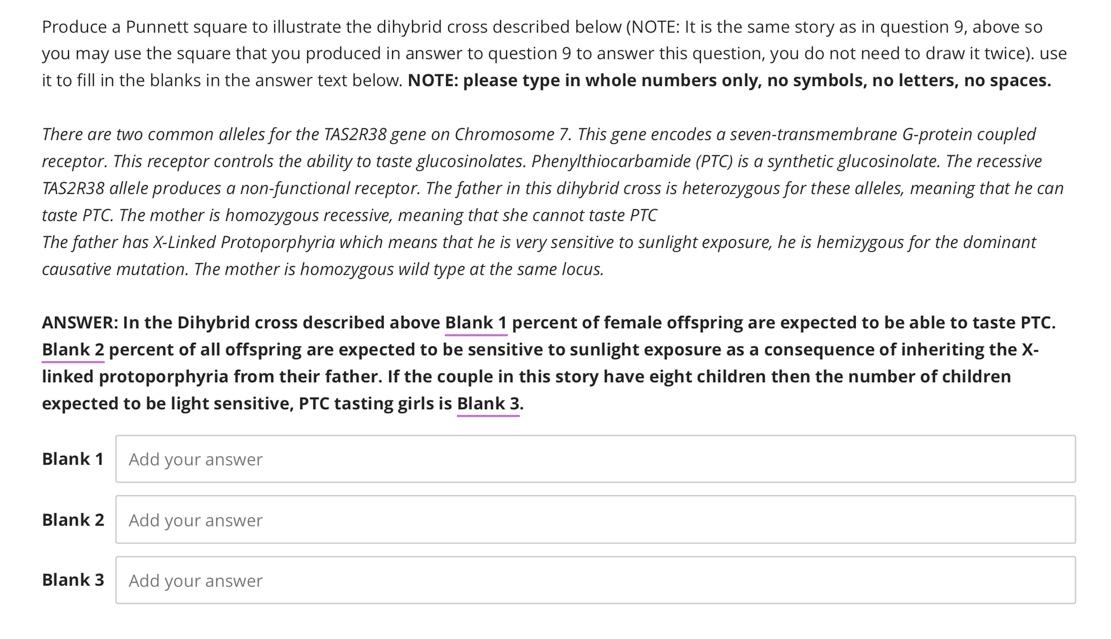 Produce A Punnett Square To Illustrate The Dihybrid Cross Described Below Note It Is The Same Story As In Question 9 1