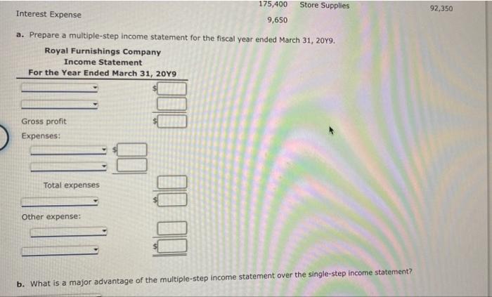 Multiple Step Income Statement On March 31 2049 The Balances Of The Accounts Appearing In The Ledger Of Royal Furnishi 2