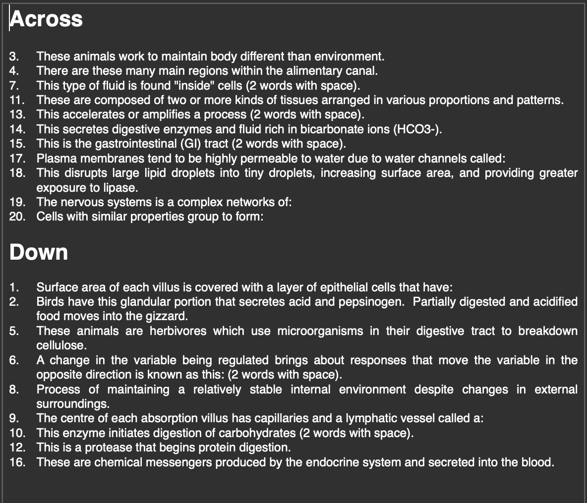 Across 3 These Animals Work To Maintain Body Different Than Environment 4 There Are These Many Main Regions Within Th 1