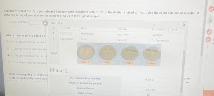 You Discover That The Plate You Selected Had Only Been Inoculated With 0 1ml Of The Dilution Instead Of 1ml Using The C 2
