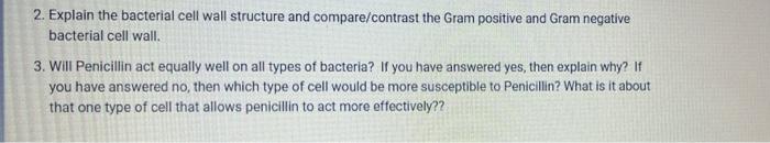 2 Explain The Bacterial Cell Wall Structure And Compare Contrast The Gram Positive And Gram Negative Bacterial Cell Wal 2