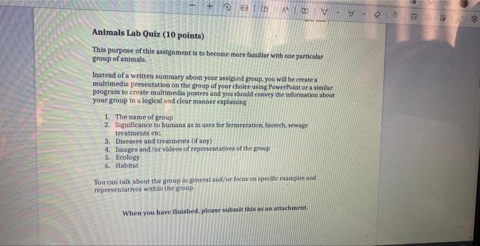 E H Ed A Animals Lab Quiz 10 Points This Purpose Of This Assignment Is To Become More Familiar With One Particular Gro 1