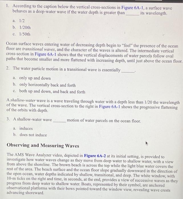 Wave Type Wavelength M Wave Period Sec Wave Speed M Sec Wavelength Period Water Depth M Water Motion Not To Sc 2