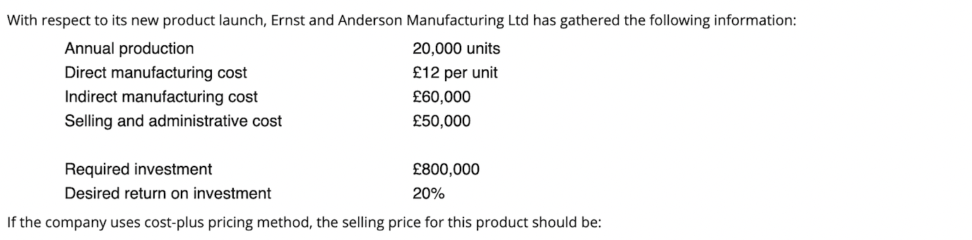 With Respect To Its New Product Launch Ernst And Anderson Manufacturing Ltd Has Gathered The Following Information Ann 1