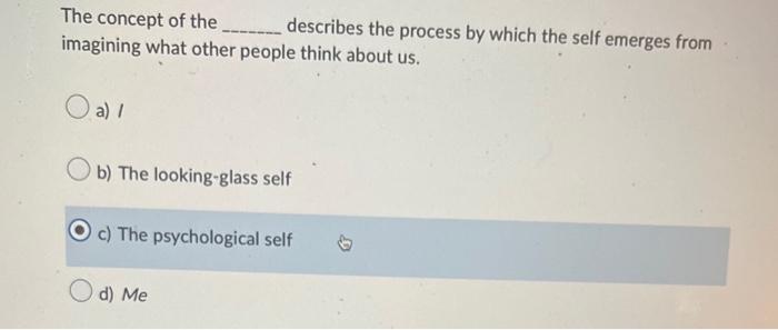 The Concept Of The Describes The Process By Which The Self Emerges From Imagining What Other People Think About Us O A 1