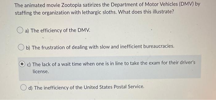 The Animated Movie Zootopia Satirizes The Department Of Motor Vehicles Dmv By Staffing The Organization With Lethargic 1