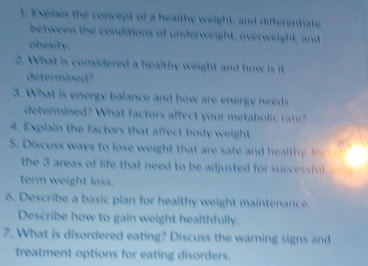 3 What Is Energy Balance And How Are Energy Needs Determined What Factors Affect Your Metabolic Rate 4 Explain The F 1