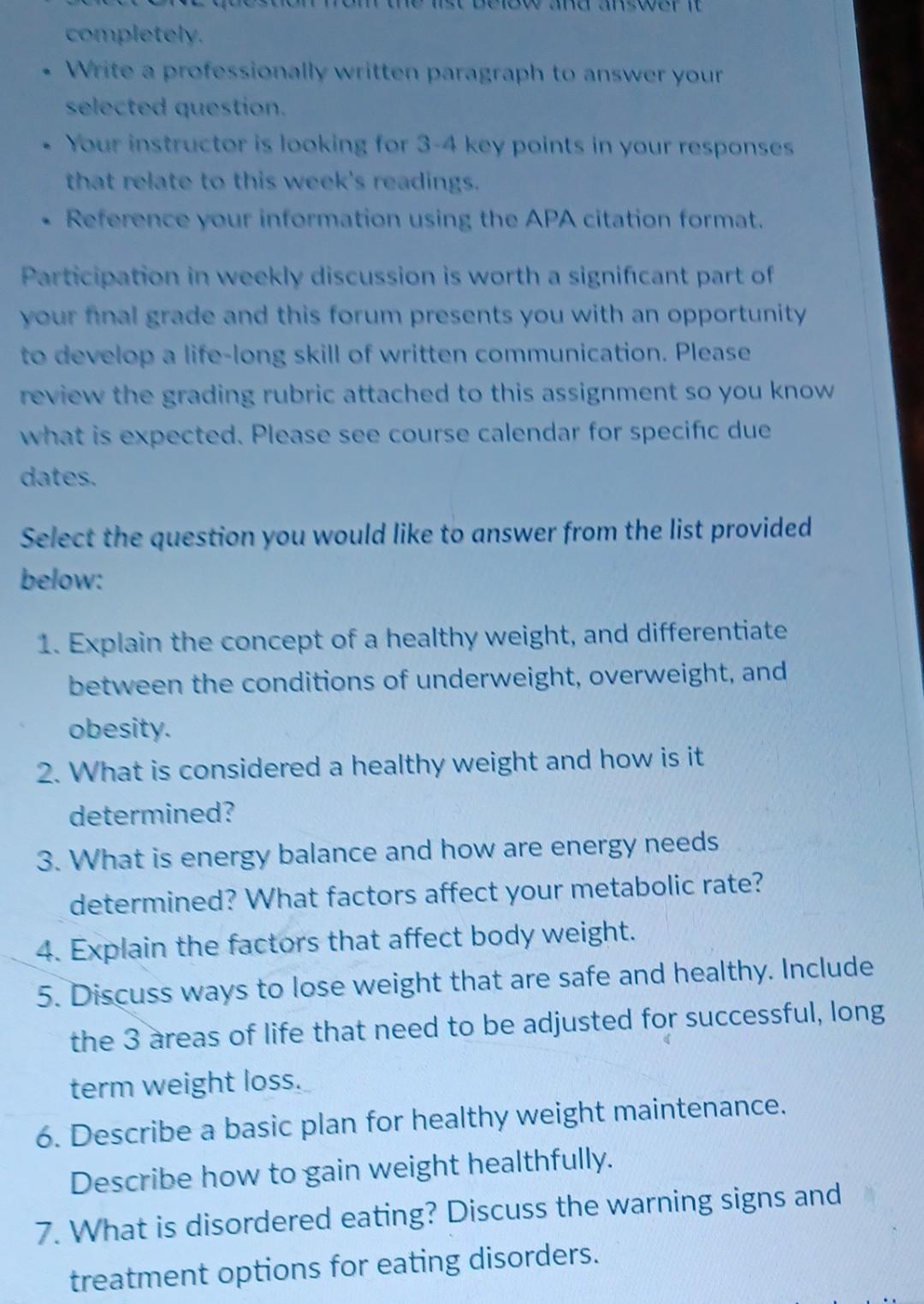 3 What Is Energy Balance And How Are Energy Needs Determined What Factors Affect Your Metabolic Rate 4 Explain The F 2