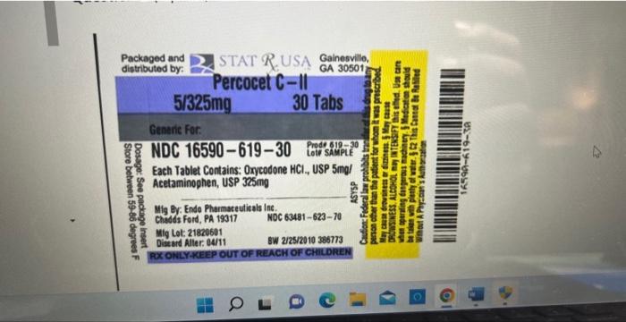 Packaged And Distributed By Store Between 59 85 Degrees F Dosage See Package Insert Stat Rusa Gainesville Percocet C 1