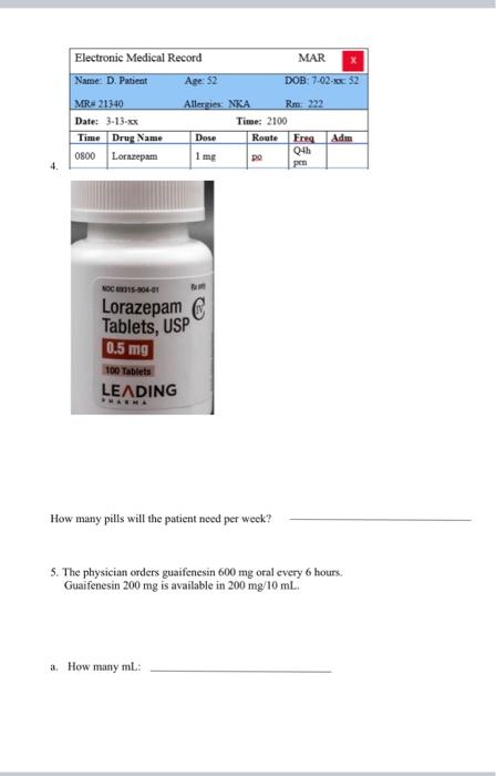 1 Directions Calculate The Following Dosage Use Labels Where Provided Order Cardura 8 Mg P O Daily Available Stre 4