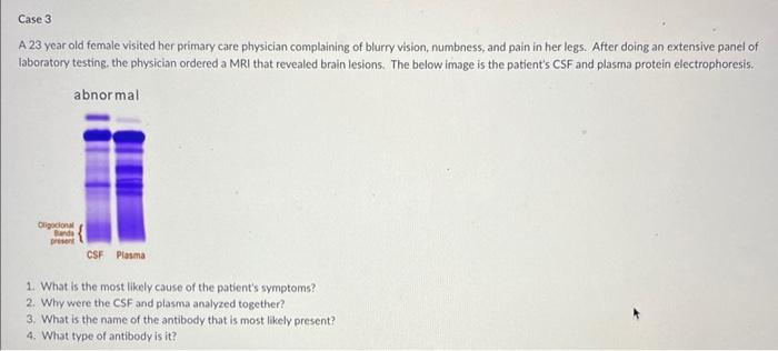 Case 3 A 23 Year Old Female Visited Her Primary Care Physician Complaining Of Blurry Vision Numbness And Pain In Her L 1