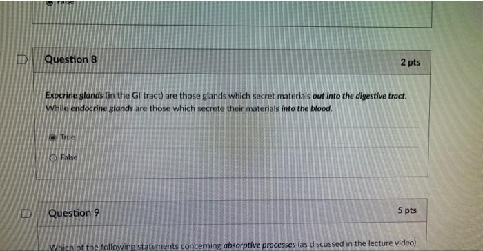 D Rabe Question 8 Exocrine Glands In The Gi Tract Are Those Glands Which Secret Materials Out Into The Digestive Tract 1