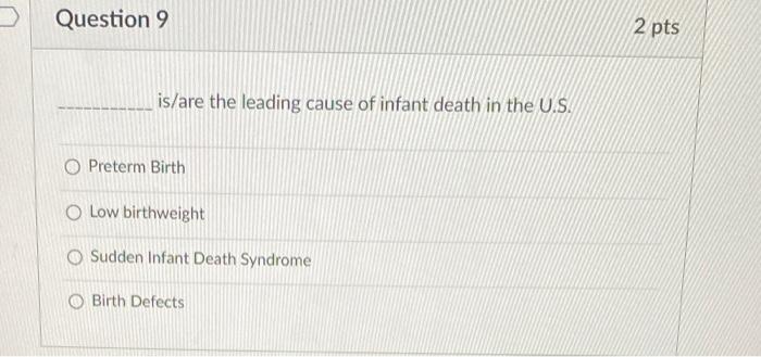 Question 8 Preconception Checkups Should Cover O Medical History Nutritional Status Contraceptive Use Education O All O 2