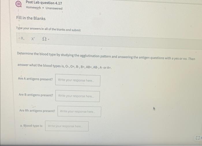 Post Lab Question 4 17 Homework Unanswered Fill In The Blanks Type Your Answers In All Of The Blanks And Submit X X S2 1