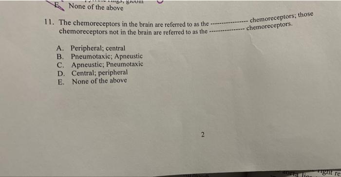Gs Gloom None Of The Above 11 The Chemoreceptors In The Brain Are Referred To As The Chemoreceptors Not In The Brain 1