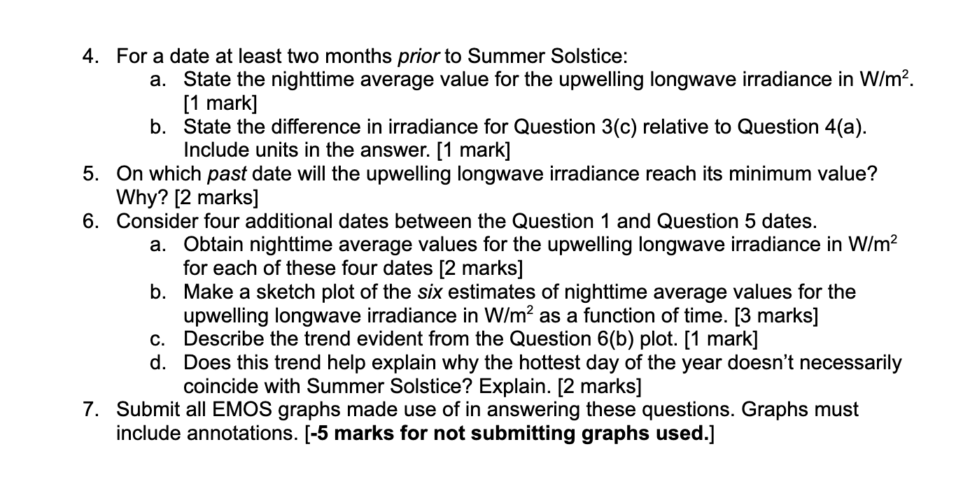 1 For 2022 In Toronto State The Date And Time Of Summer Solstice 1 Mark 2 For The Date Determined In Question 1 A 2