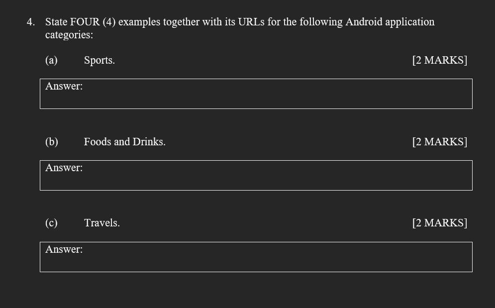 4 State Four 4 Examples Together With Categories A Answer B Answer C Answer Sports Foods And Drinks Trave 1
