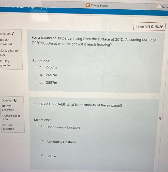 Question 7 Not Yet Answered Marked Out Of 1 00 Flag Question Question 8 Not Yet Answered Marked Out Of 1 00 P Flag Quest 1
