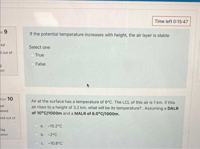 On 9 Ed 9 Out Of On Tion 10 Vet Vered Ked Out Of Lag Stion If The Potential Temperature Increases With Height The Air L 1