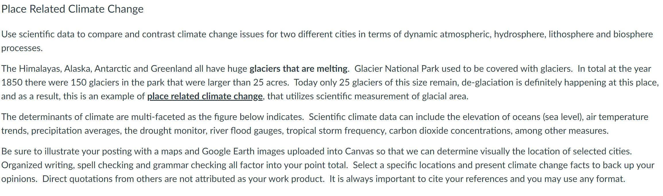 Place Related Climate Change Use Scientific Data To Compare And Contrast Climate Change Issues For Two Different Cities 1