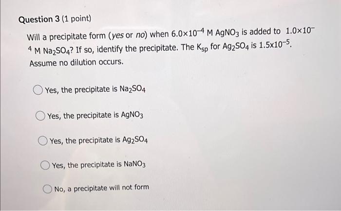Question 1 1 Point Feco3 Would Be Most Soluble In Which Of The Following Solutions The Ksp Of Feco3 Is 2 1x10 11 Pur 3