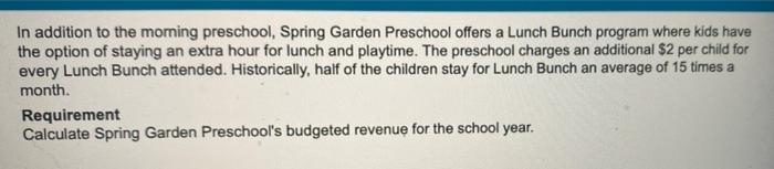 Spring Garden Preschool Operates A Not For Profit Morning Preschool Each Family Pays A Nonrefundable Registration Fee O 8