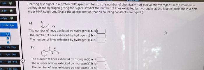 1 Pts Fpts M Sst Pts M 1 Pts Req 1 Pts Req 1 Pts 2req Nepta 2req 1 Pts 2rea Splitting Of A Signal In A Proton Nmr Spectr 1