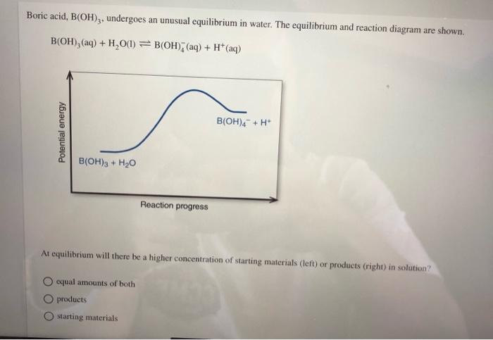 Boric Acid B Oh 3 Undergoes An Unusual Equilibrium In Water The Equilibrium And Reaction Diagram Are Shown B Oh A 1