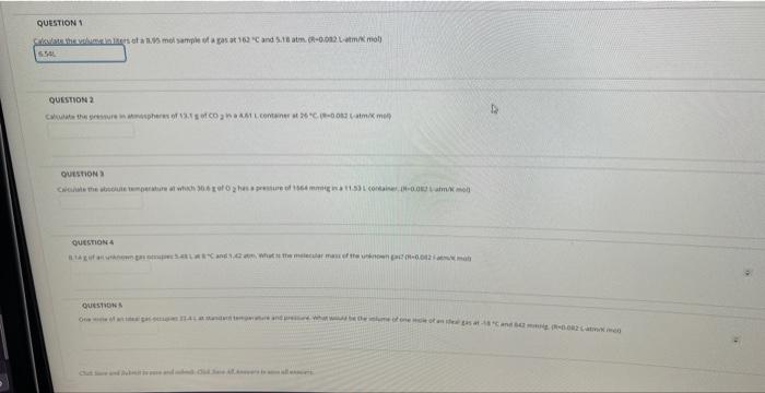 Calculate The Volume In Liters Of A 8 55 Mol Sample Of A Gas At 162 C And 5 18 Atm 0 002 Lat 654 Question 2 Calculat 2