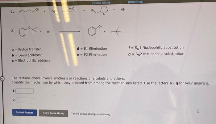 To M Its M Req 1 2 Ph C Oh 1 A Proton Transfer B Lewis Acid Base C Electrophilic Addition 2 Hci Na Cn Submit Ans 2